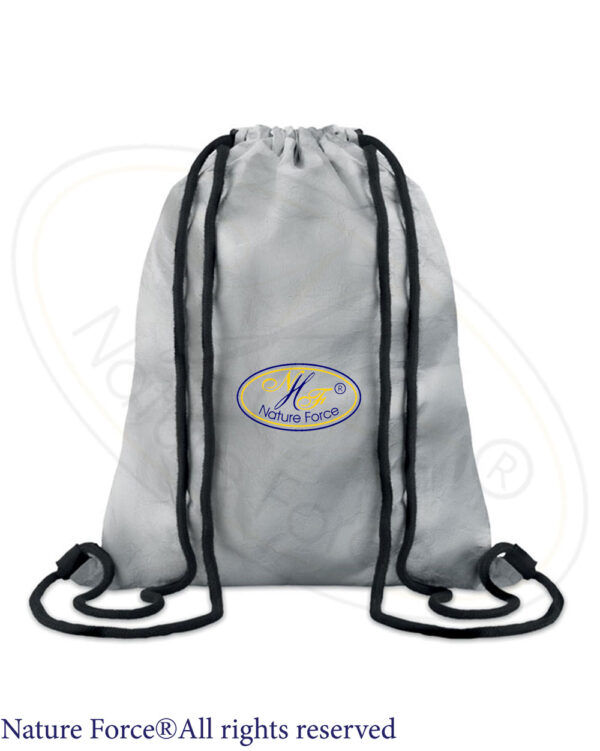 Nature-Force-Tyvek-silver-drawstring-bag-backpack-folding-bag-water-resistant-practical-logo-backpack