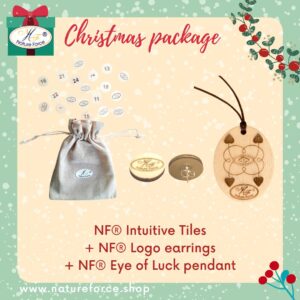 NF® Intuitive Tiles + NF® logo earrings + NF® Eye of Luck pendant