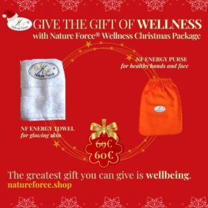 Nature Force Christmas Sale Gift Bundle Cotton Embroidered Bath Towel and Energy Purse for alleviating hand and joint pain