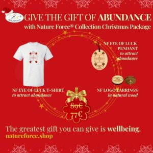 Nature Force Christmas Sale Gift Bundle Eye of Luck T Shirt Wooden Pendant Necklace Logo Wooden Earrings